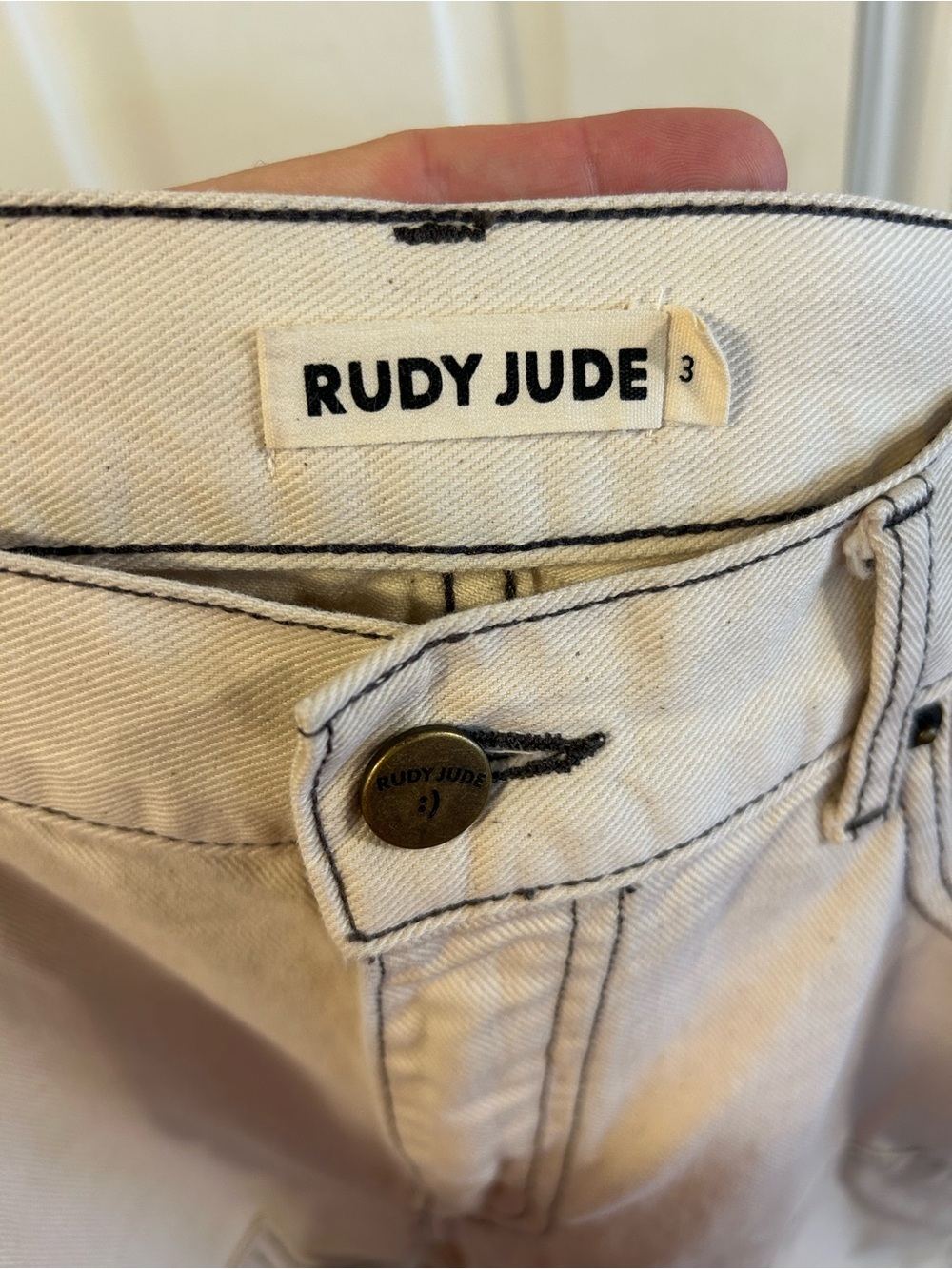 Rudy Jude Size 3 Utility Jeans Natural/Ink Stitching - Picture 4 of 4